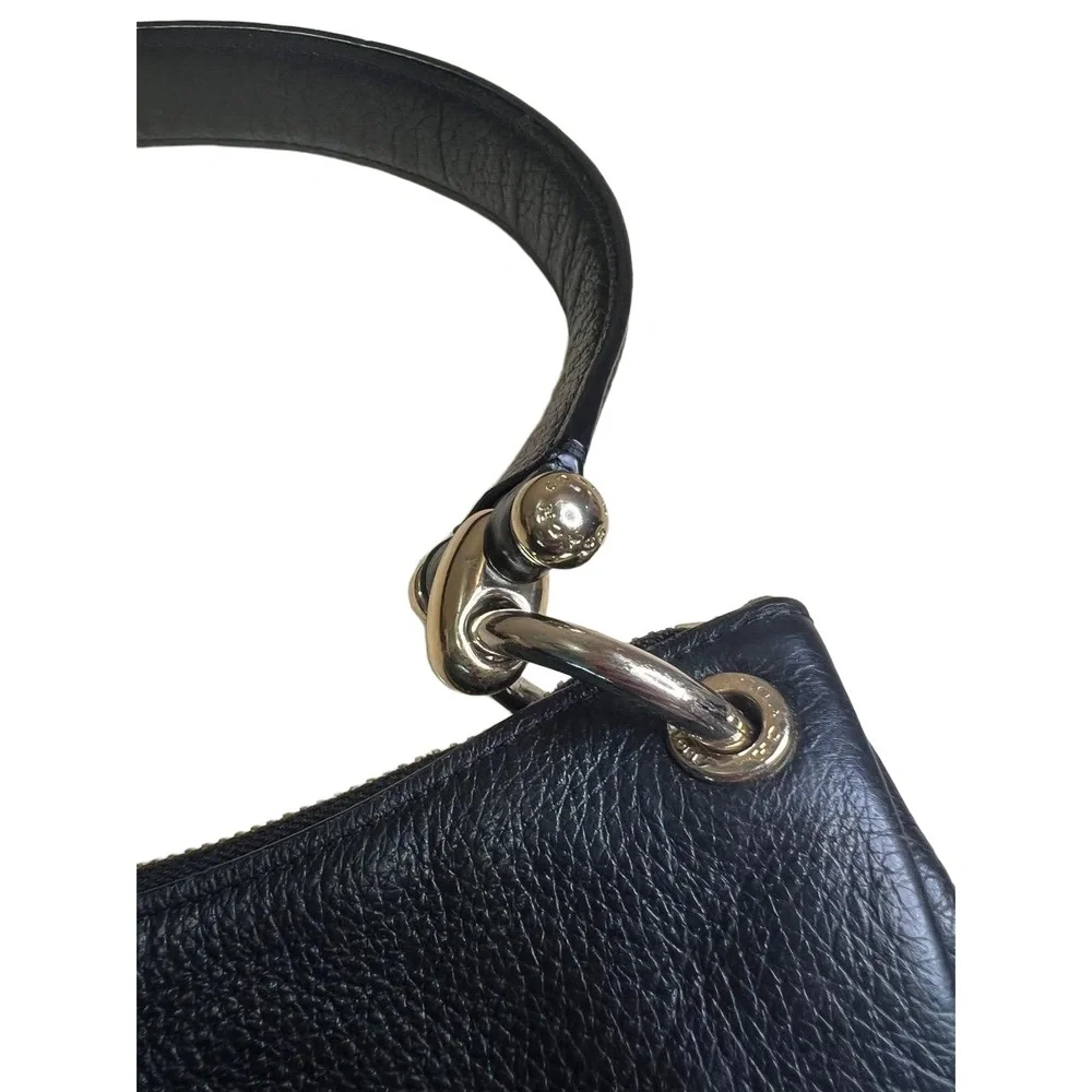 Coach Black F1381-F28966 Hobo Bag Leather Gold Hardware Logo Emblem - Picture 4 of 13